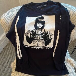 Zombie Makeout Club Long Sleeve Shirt Black Medium  Y2K